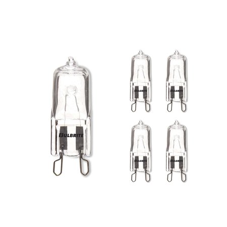 BULBRITE Pack of 5 75 Watt Dimmable Clear T4 Bi-Pin G9 Mini Halogen Light Bulbs, 5PK 860831